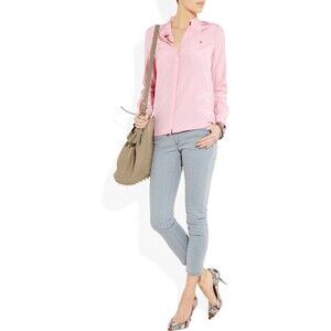 New $480 Womens Designer Superfine Prince Jeans Crop 25 Light Gray Italy NWT